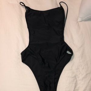 Black one piece bathing suit